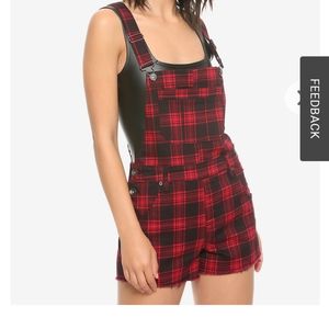 Hot Topic Blackheart Plaid Shortalls